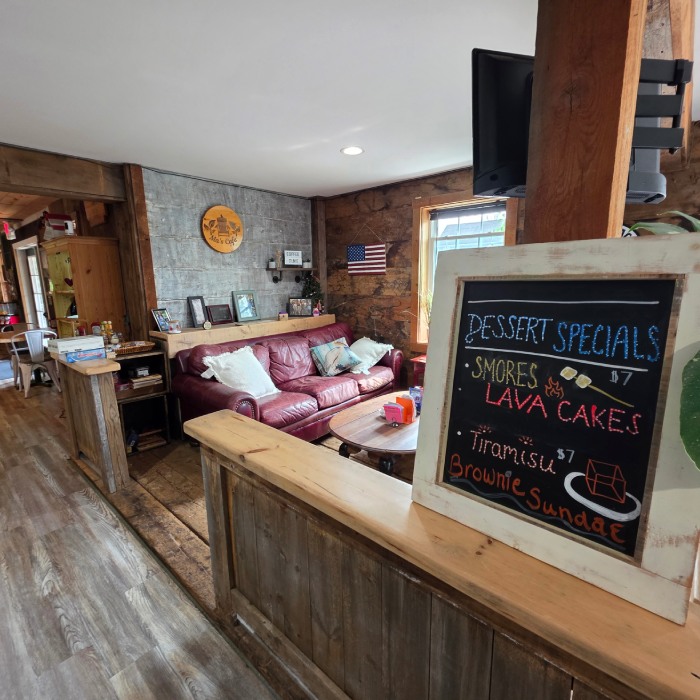 Relax on our comfortable leather couches at mas cafe